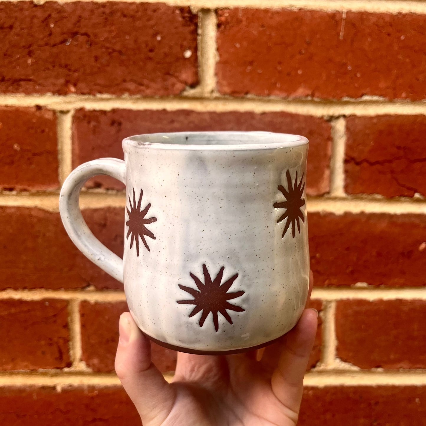 dark starburst mug | white speckle
